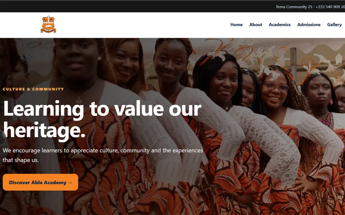 Homepage of My Able Academy